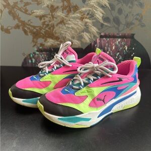 Puma Neon Pink and Lime Sneakers